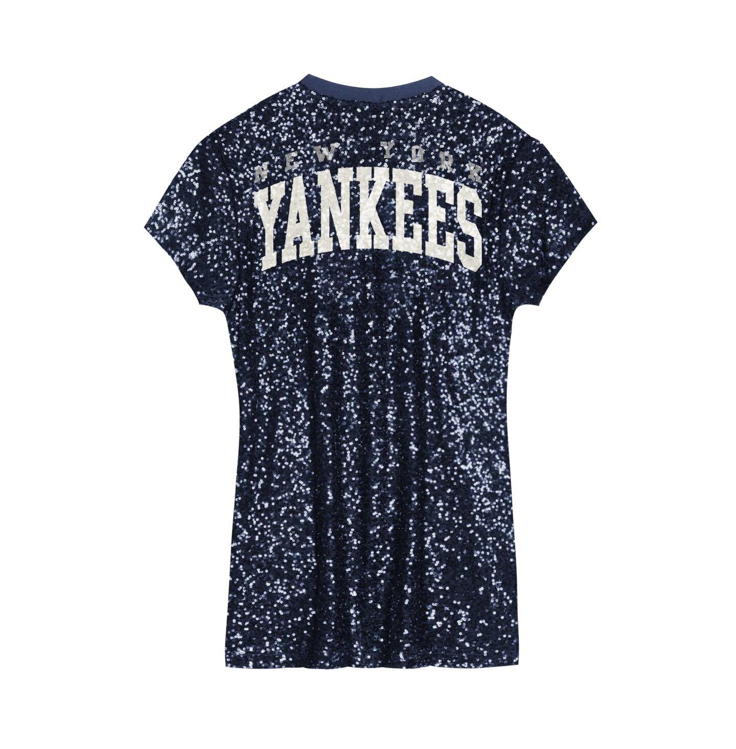 Платье Outerstuff Navy New York Yankees Sequin V-Neck Dress для девочек — фото 3