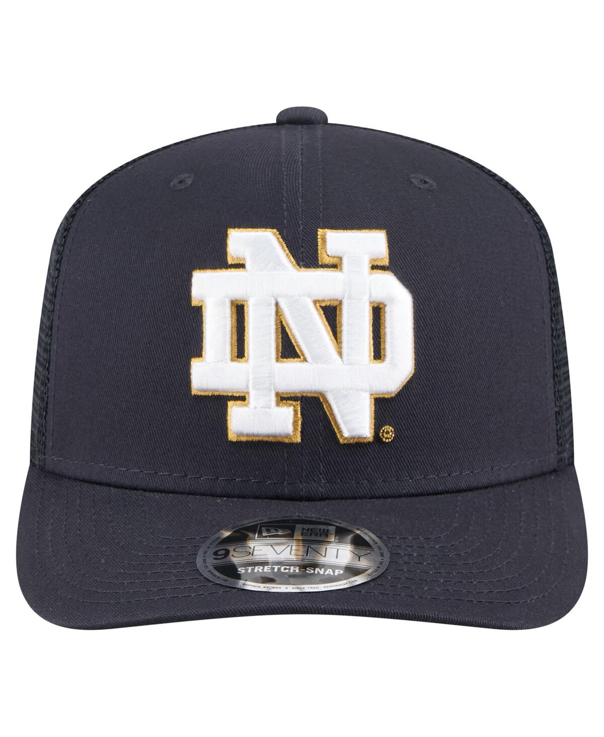 NEW ERA MEN'S NAVY NOTRE DAME FIGHTING IRISH PRIMARY 9SEVENTY TRUCKER STRETCH-SNAP HAT 