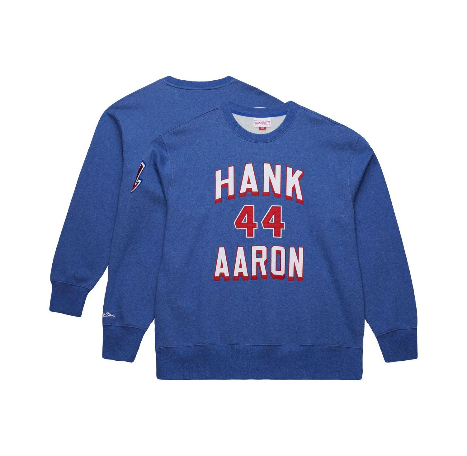 Men's Hank Aaron Royal Atlanta Braves Legends Collection Vintage Logo Fleece Name & Number Pullover Sweatshirt