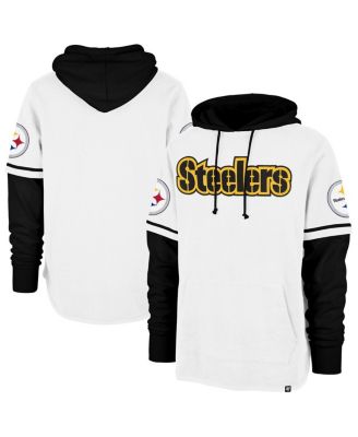 '47 Brand - Men's White Pittsburgh Steelers Trifecta Shortstop Pullover Hoodie