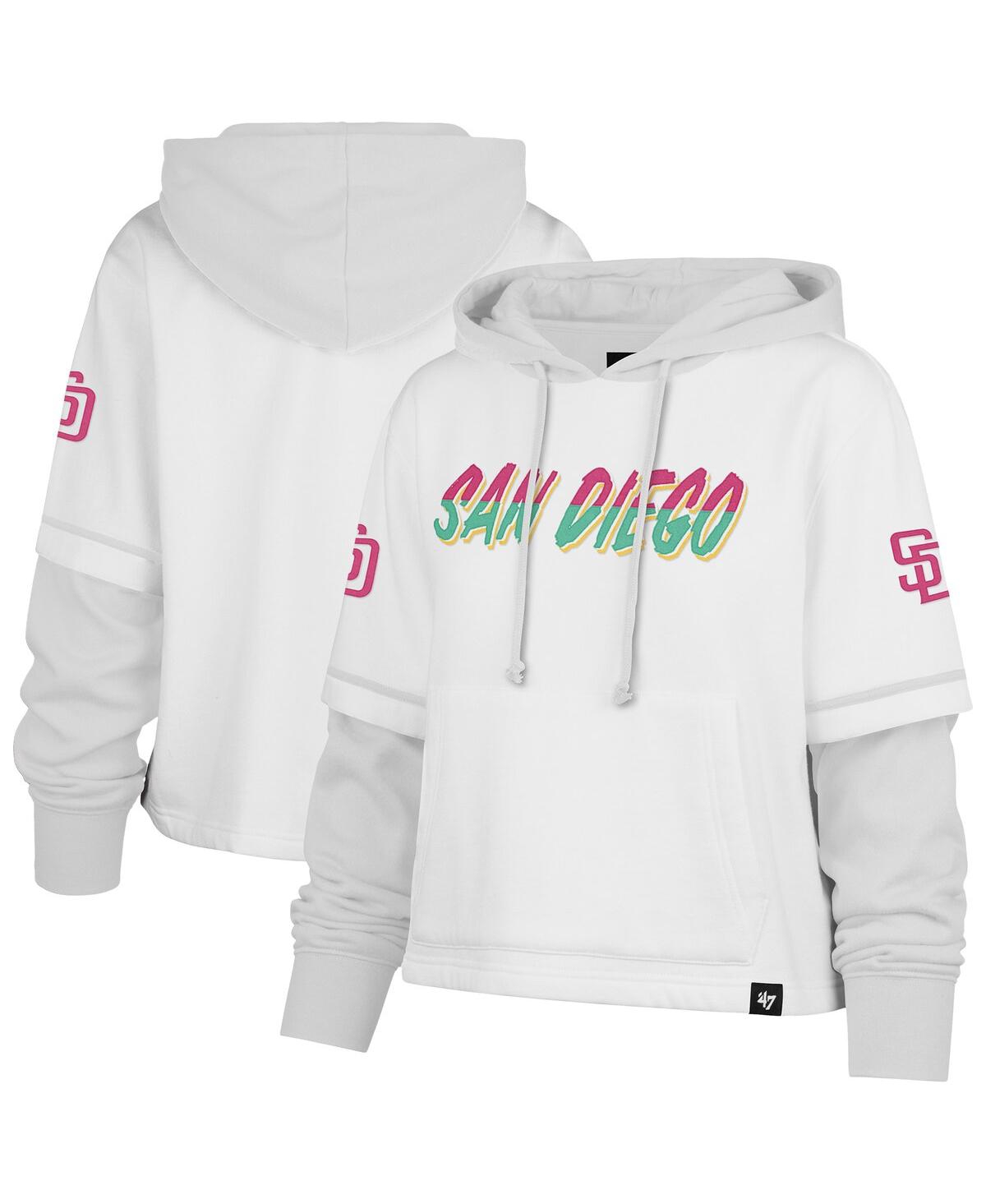 Shop 47 Brand Women's White San Diego Padres City Connect Shortstop Cropped Pullover Hoodie