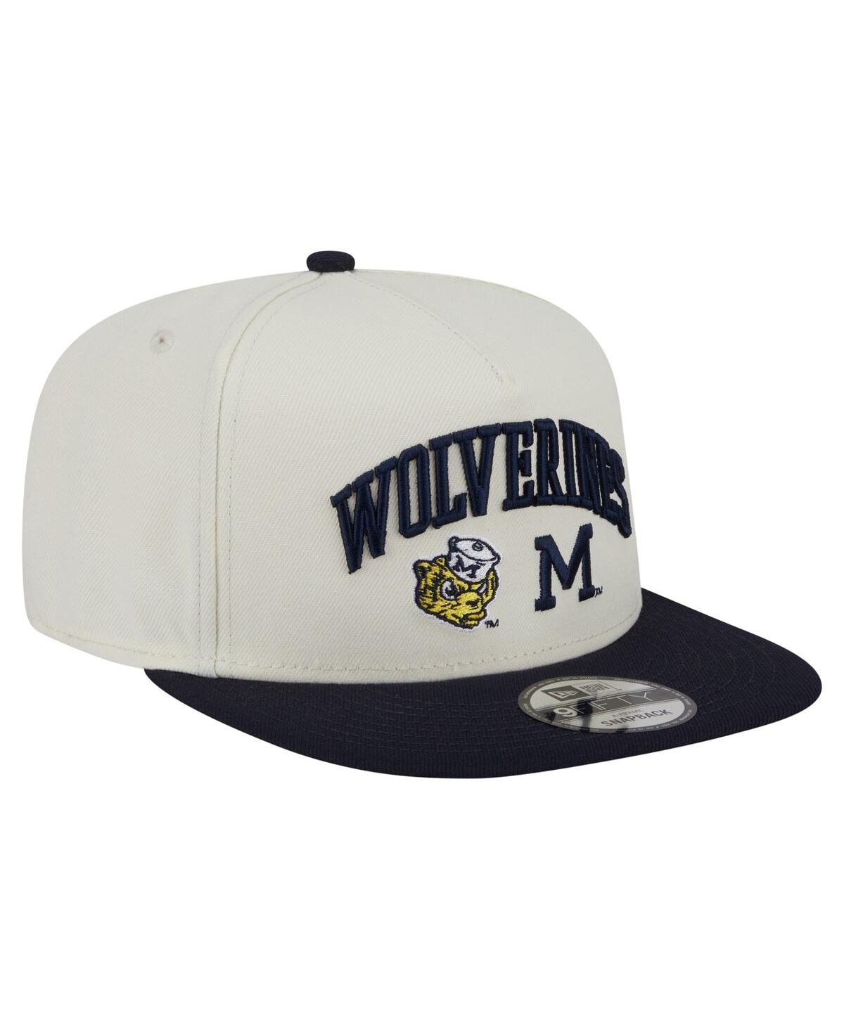 NEW ERA MEN'S WHITE MICHIGAN WOLVERINES COLLEGIATE 9FIFTY A-FRAME SNAPBACK HAT 