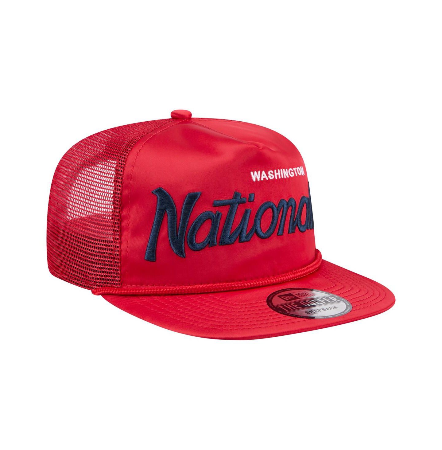 Мужская кепка New Era Red Washington Nationals Retro Satin Script Golfer Adjustable Hat — фото 3