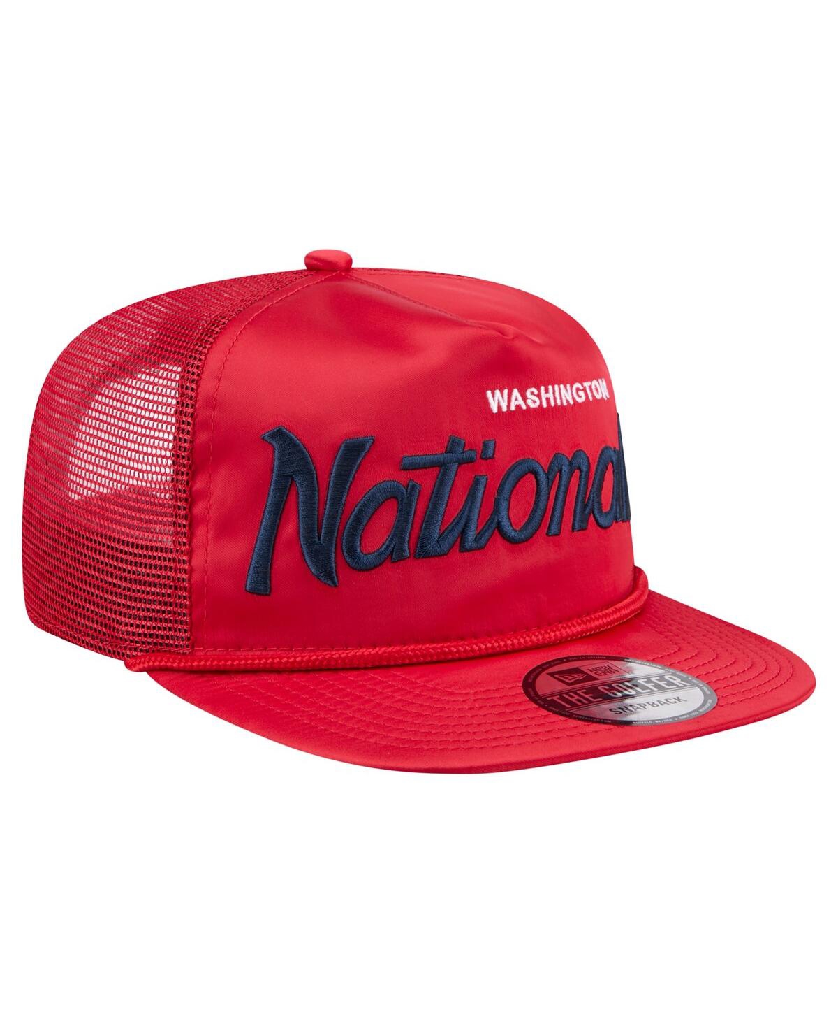 New Era Men's Red Washington Nationals Retro Satin Script Golfer Adjustable Hat