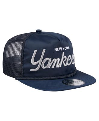 Men's Navy New York Yankees Retro Satin Script Golfer Adjustable Hat