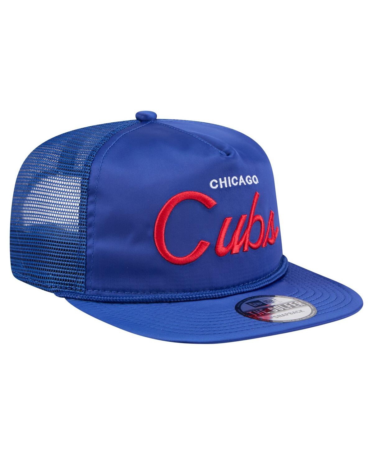 NEW ERA MEN'S ROYAL CHICAGO CUBS RETRO SATIN SCRIPT GOLFER ADJUSTABLE HAT 