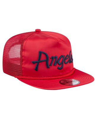 Men's Red Los Angeles Angels Retro Satin Script Golfer Adjustable Hat