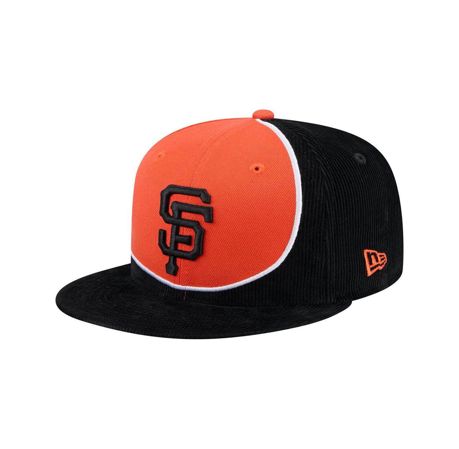 Men's Black/Orange San Francisco Giants Retro Split Corduroy Snapback Hat