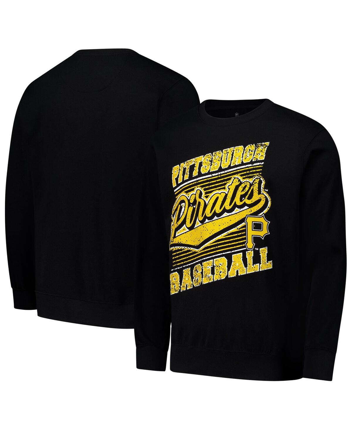 Men's Black Pittsburgh Pirates Lightweight Crew Sweatshirt - Black