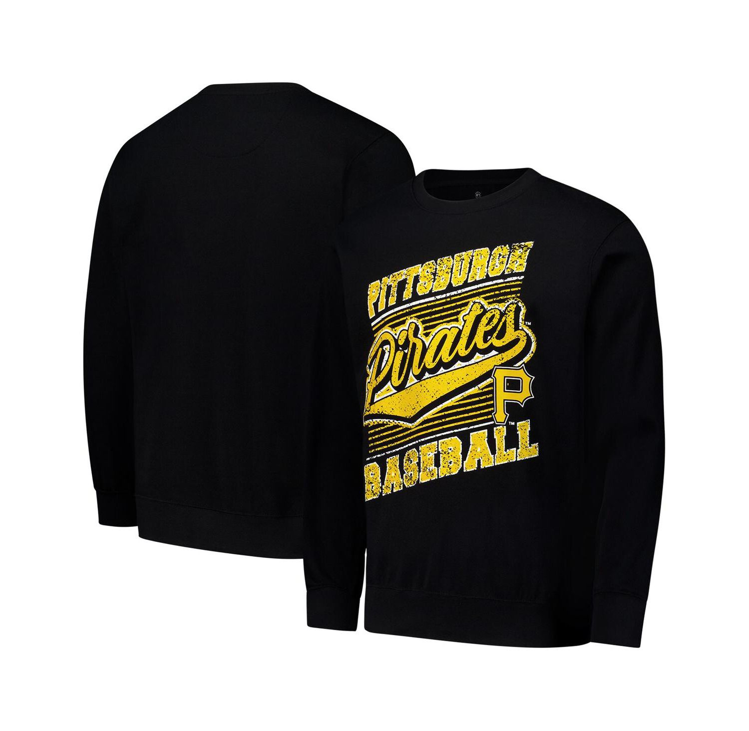Men's Black Pittsburgh Pirates Lightweight Crew Sweatshirt