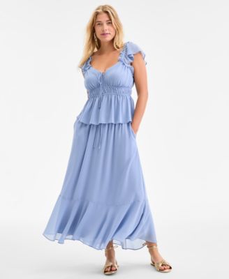 On 34th Womens Floral Flutter Sleeve Tie Tank Floral Tiered Midi Skirt Exclusively At Macys
