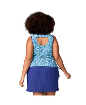 Plus Size Full Side Shirring Tankini Top