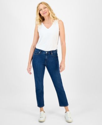 Style & Co - Women's Mid-Rise Straight Slim-Leg Ankle Jeans, Exclusively at Macy's