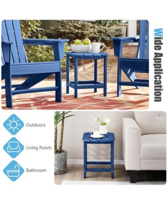 18" Patio Adirondack Side Table Weather Resistant HDPE Garden