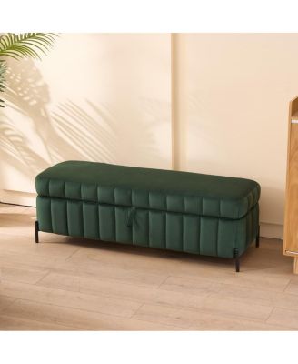 Velvet Upholstered Storage Bench with Flip Top Hidden Compartment for Bedroom, Living Room, Entryway or Window Seat-The Pop Home