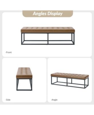 Amalia Mid-century Modern Bench with Button-tufted