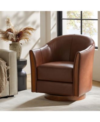 1 piece  Genuine Leather 360-degree Swivel Barrel Chair