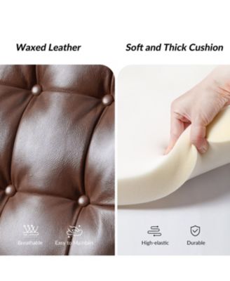 Silvia Button-tufted Genuine Leather Power Recliner with Solid Wood Legs