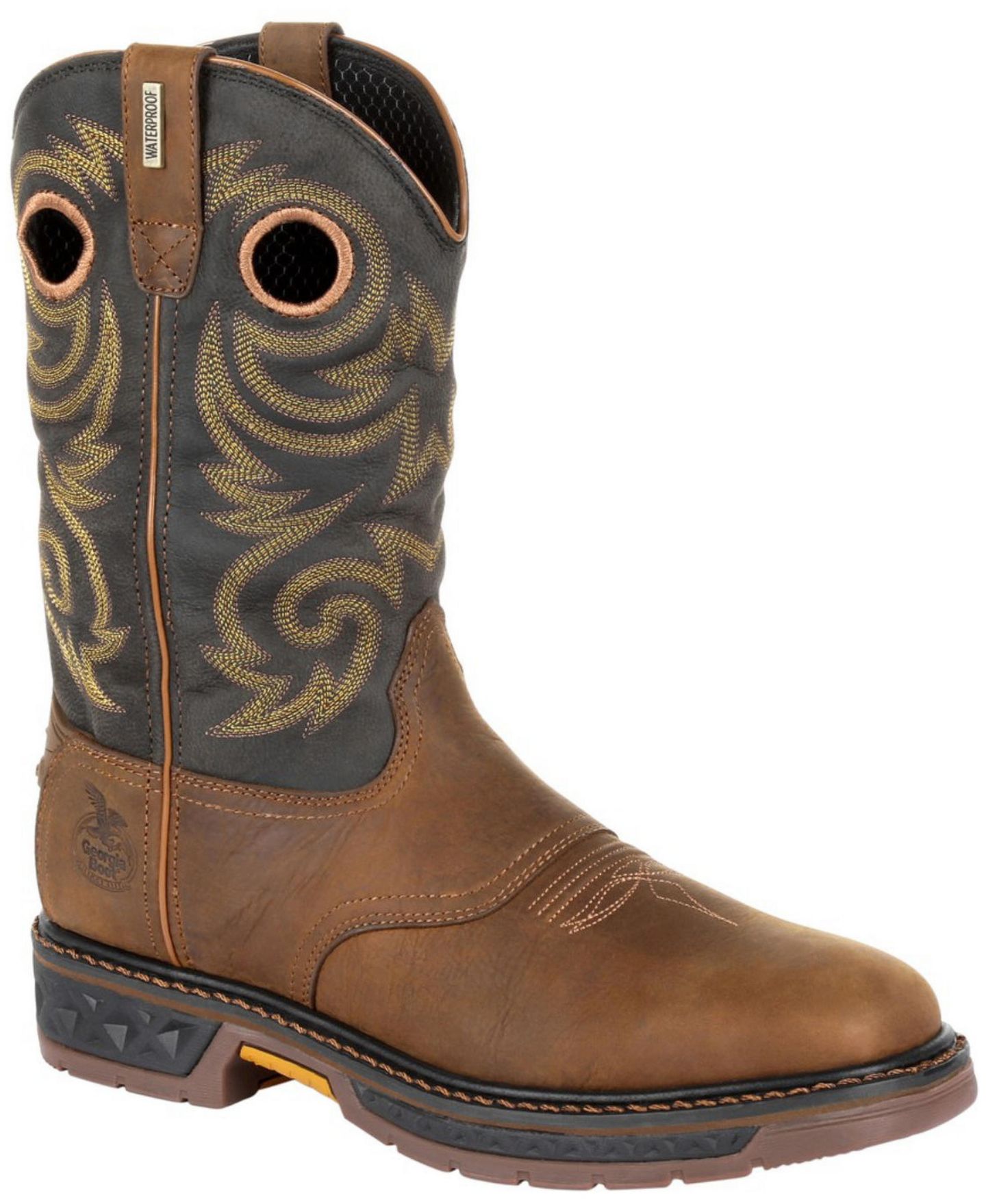 Мужские ботинки GEORGIA BOOT Carbo-Tec LT Waterproof Pull-on Work, цвет: Чёрный / Коричневый — фото 1