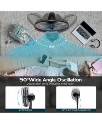  16 Inches Adjustable Height Fan with Quiet Oscillating Stand for Home and Office  Air Circulation Appliance