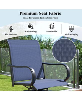 Outdoor Swivel Bar Stool Set of 4 w/Breathable Fabric and Heavy Duty Metal Frame