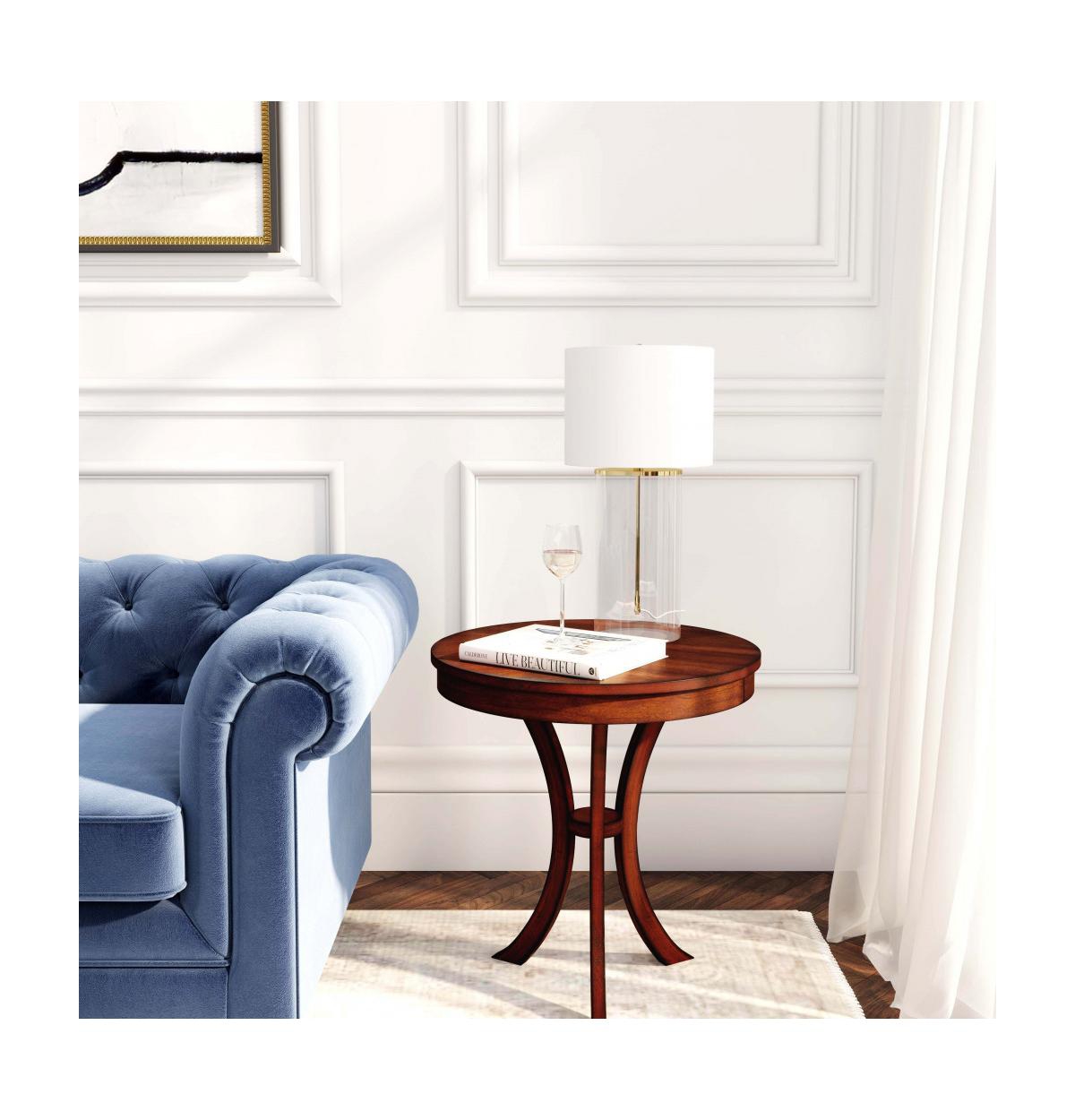 Contemporary Round Side Table – Durable Manufactured Wood Design