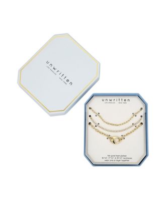 Cubic Zirconia Tennis Paperclip Oval Carabiner Layered Necklace Set