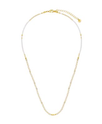 Labradorite Stone Mother of Pearl and Cubic Zirconia Clover Layered Necklace Set