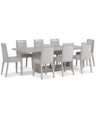 Tivie 9-Pc. Dining Set (Rectangular Table & 8 Wood Dining Chairs)