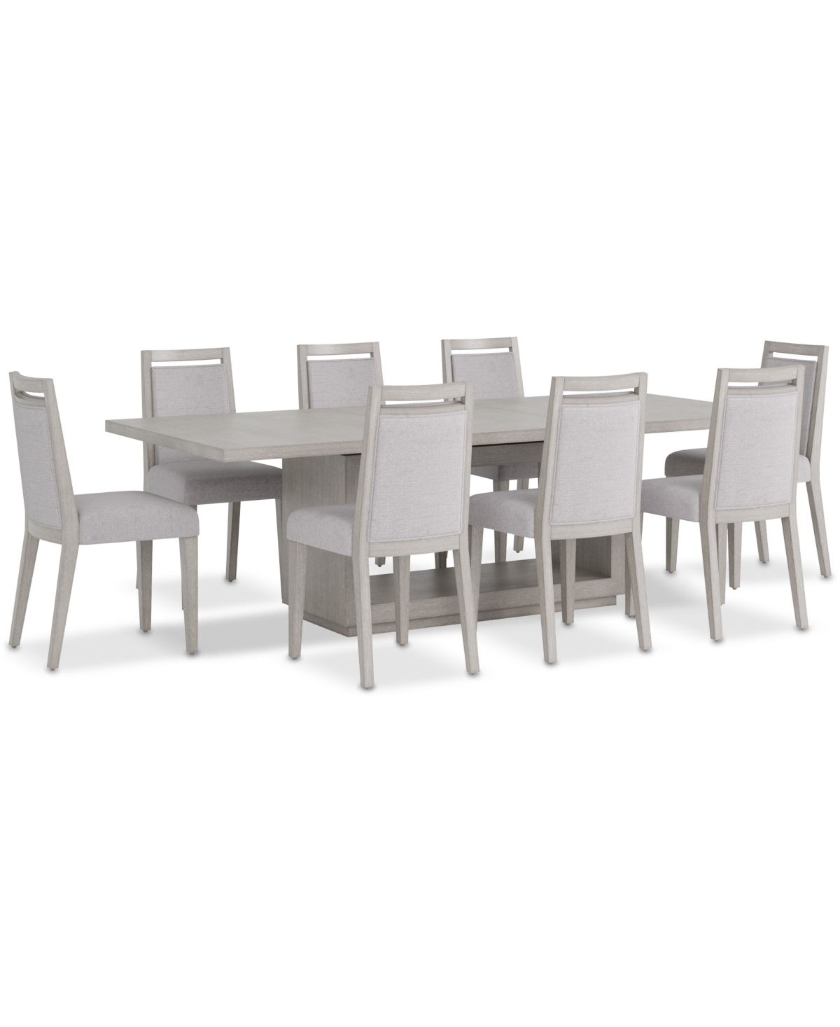 Macy's Tivie 9-pc. Dining Set (rectangular Table & 8 Wood Dining Chairs) In Gray