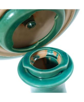 Aqua Glazed Ceramic 22-In Tall Birdbath Fountain