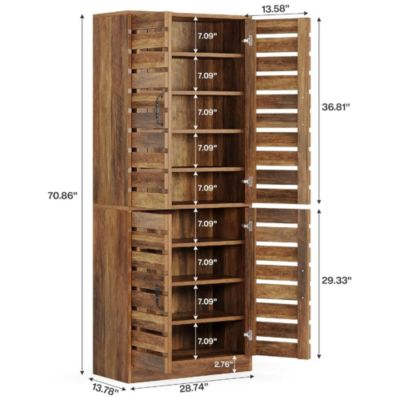 70.8" Tall Shoe Cabinet with Shutter Doors, 9-Tier 27 Pairs Shoe Cabinet, for Entryway, Hallway, Closet, Living Room