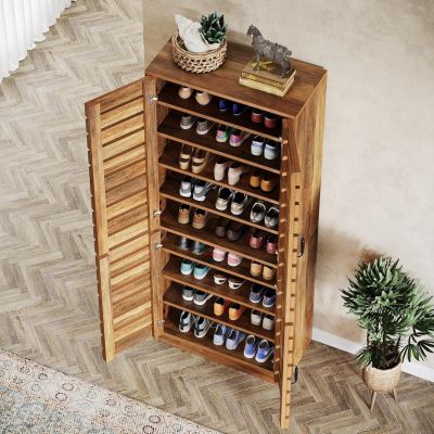 70.8" Tall Shoe Cabinet with Shutter Doors, 9-Tier 27 Pairs Shoe Cabinet, for Entryway, Hallway, Closet, Living Room