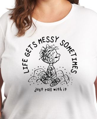Plus Size Peanuts Linus Life Gets Messy Graphic T-Shirt