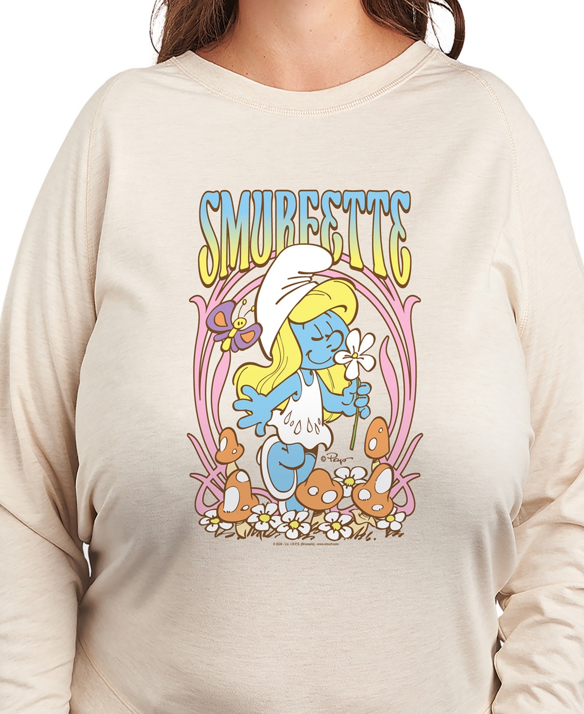 Hybrid Apparel Plus Size The Smurfette Graphic Pullover T-shirt In Neutral