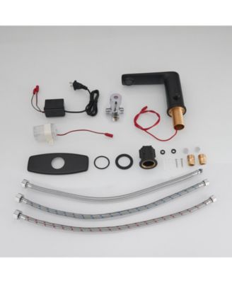 Automatic Sensor Touchless Single Hole Bathroom Sink Faucet With Temperature Mixing Valve In Polished Chrome