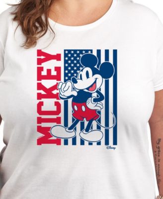Plus Size Disney Mickey American Flag Graphic T-Shirt