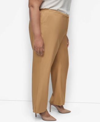 Plus Size Sueded Canvas High-Rise Pants