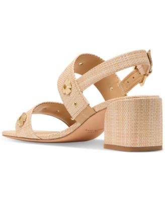 Women's Spade Flower Studded Block Heel Sandals