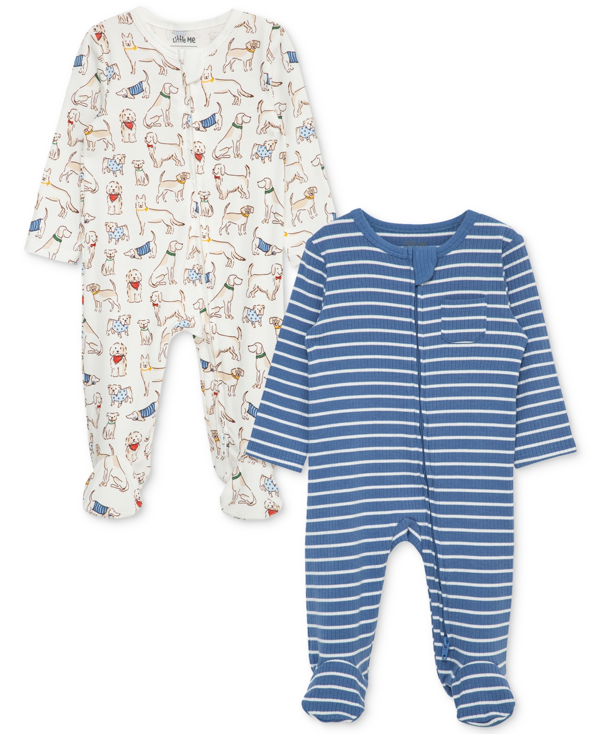 Little Me Pup Parade 2-pack Assorted Footies In Multi