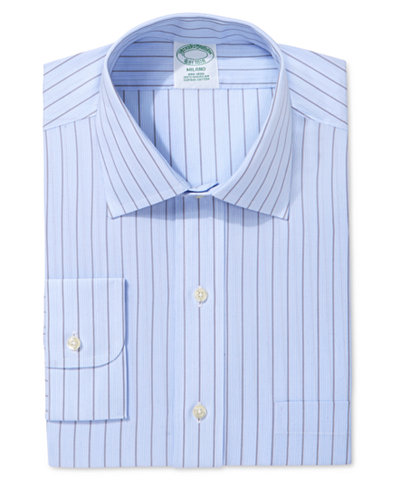 Brooks Brothers Milano Extra Slim Fit Non-Iron Light Blue Stripe Dress Shirt