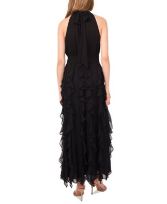 パーティードレス Kelsia Aqua Mist Cascade Ruffle Halter Dress BCBGMAXAZRIA Kelsia Aqua Mist Cascade Ruffle Halter Dress