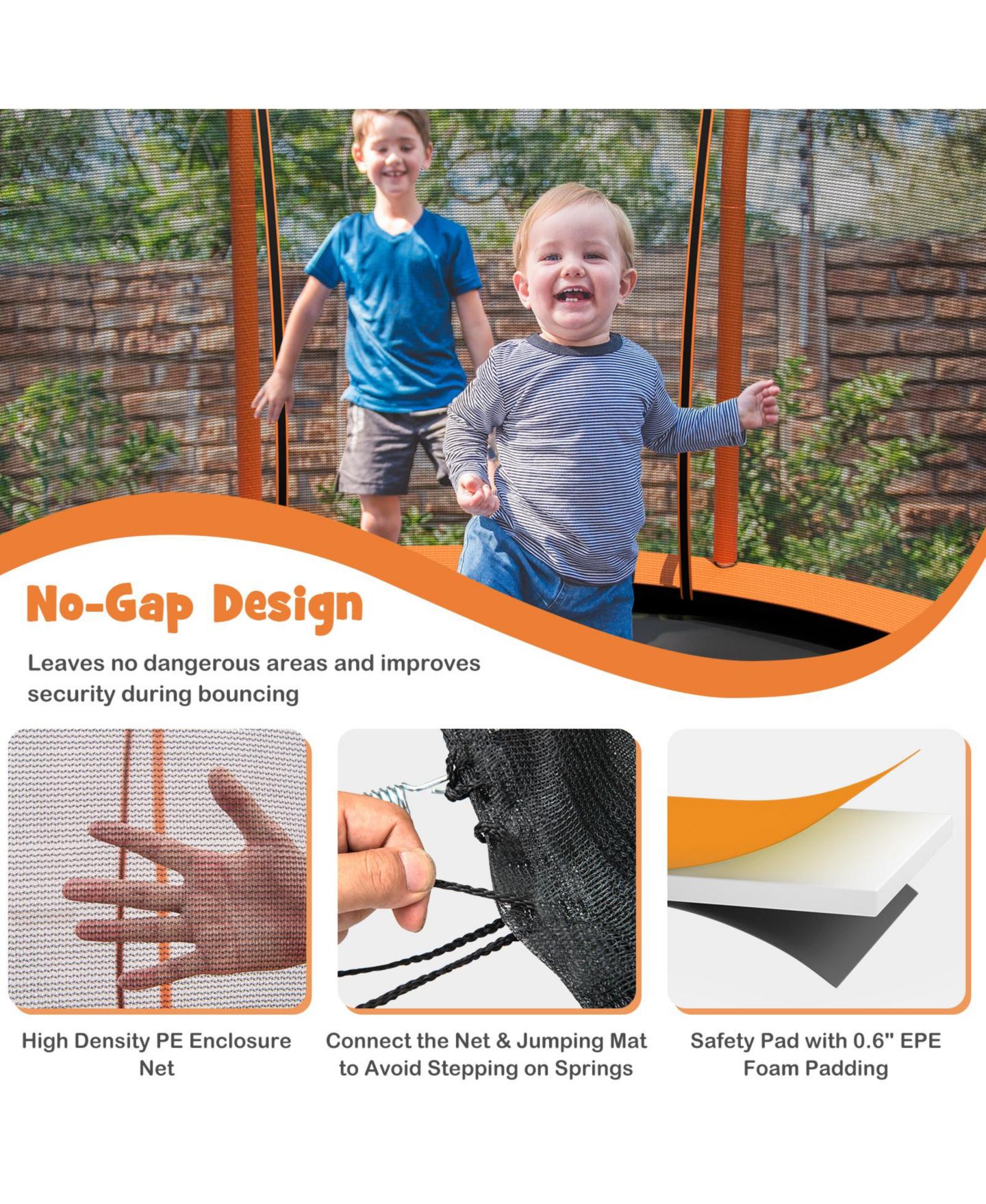 Детская игрушка Mecale Flower Shape Trampoline with 74" High Enclosure Net, от 3 лет, цвет: Оранжевый — фото 4