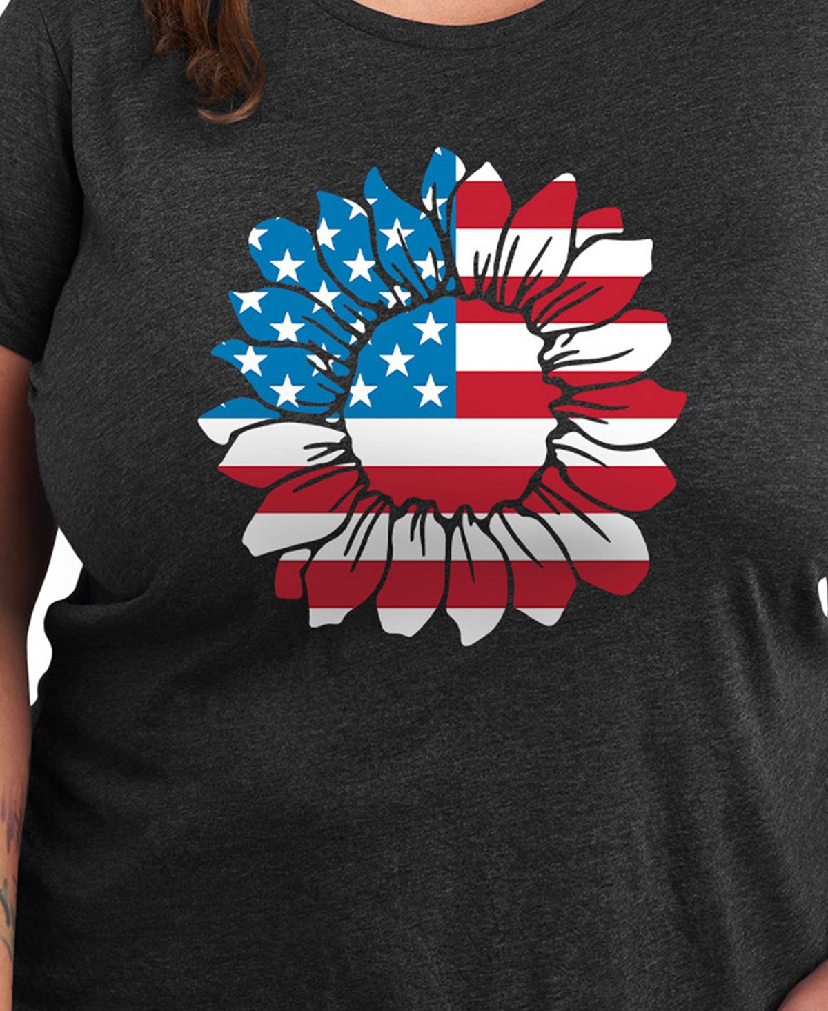 Hybrid Apparel Plus Size Americana Daisy Graphic Crew Neck T-shirt