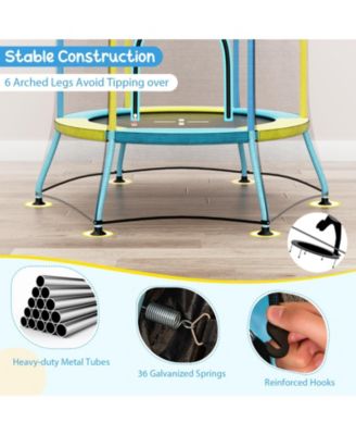 Mini Trampoline for Kids with Safety Enclosure Net and Foam Handles