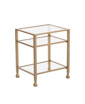 Stylish Rectangular End Table with Two Shelves for Home or Office Use
