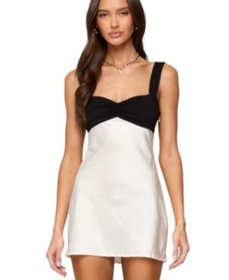 open lace back dress Edikted Perri Pleated Corset Mini Dress - White