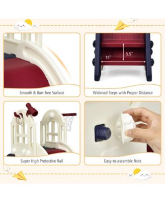 6-in-1 Toddler Climber Slide Playset with Basketball Hoop