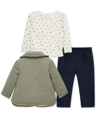 Baby Girls Corduroy Jacket, T-Shirt & Denim Pants, 3 Piece Set