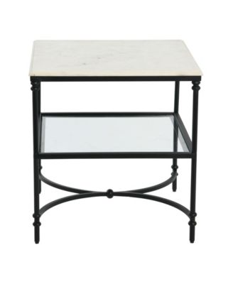 CREATIVE CO-OP 24" Marble and Metal Libertine Genuine Ogee Edge Square End Table